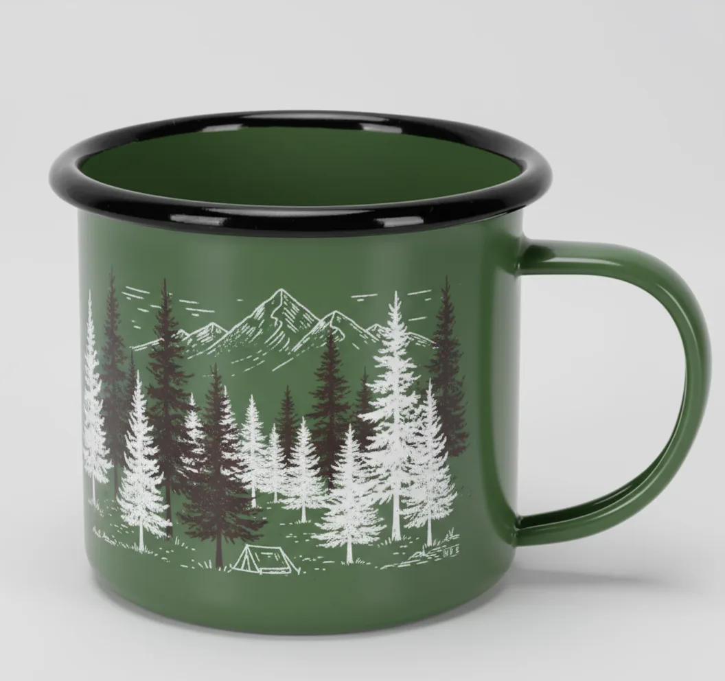 Forest themed enamel mugs
