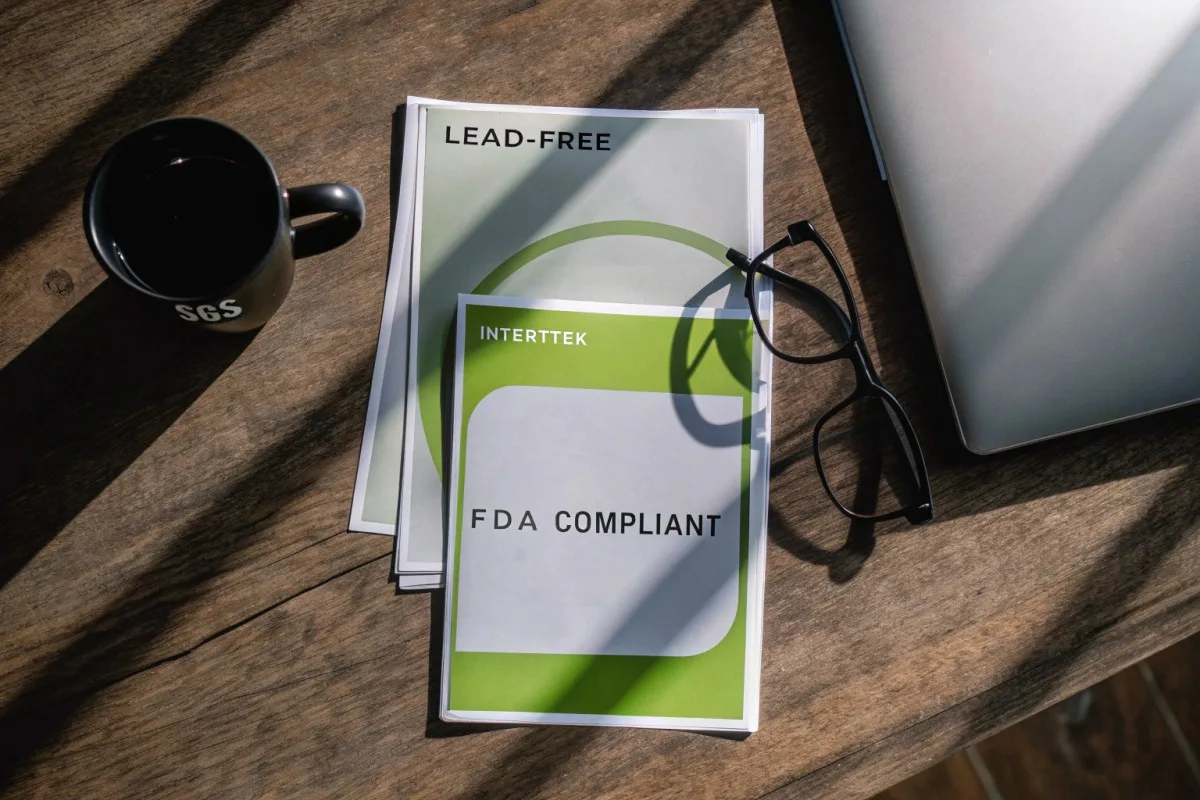 Food-grade safety certifications including FDA and lead-free reports for custom enamel mugs (ID#3)