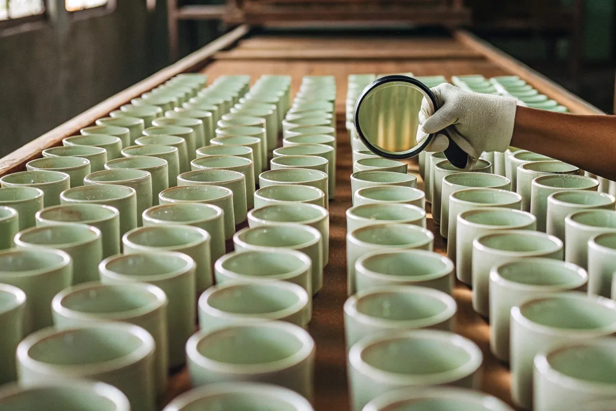 Bulk Order Defect Limits Acceptable limits for pinholes and black spots in bulk enamel mug orders (ID#2)