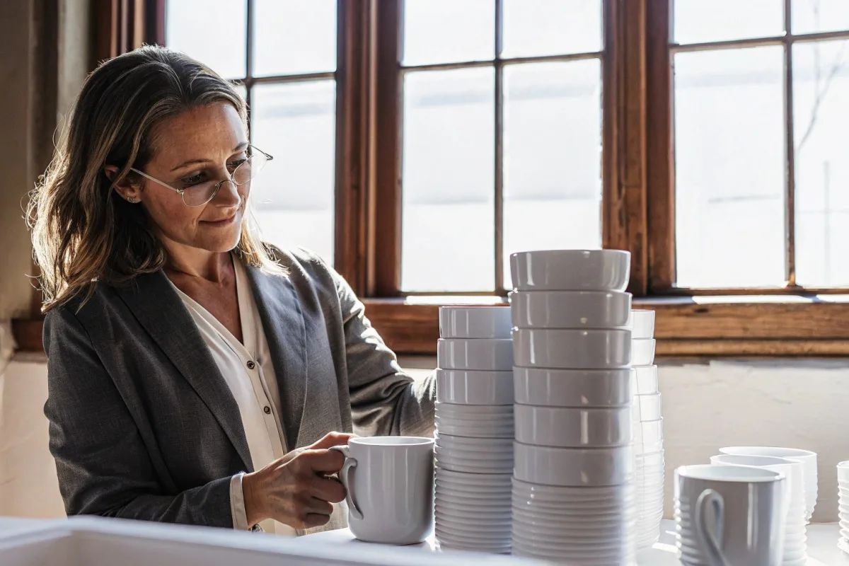 High-quality enamel mugs fired at 800°C to prevent chipping and pattern damage during stacking (ID#4)