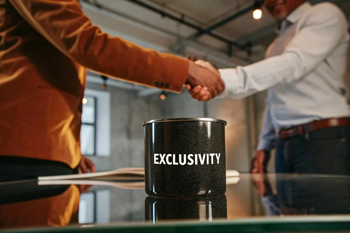 Ensuring custom enamel mug designs are not sold to other buyers using exclusivity clauses (ID#2)