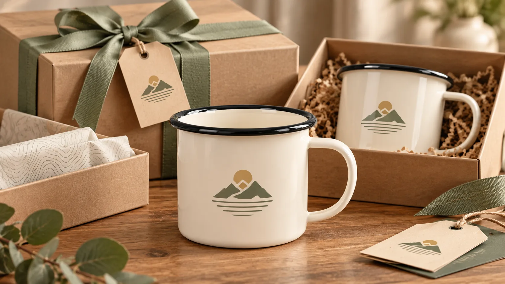 Custom enamel mugs for gift set developers