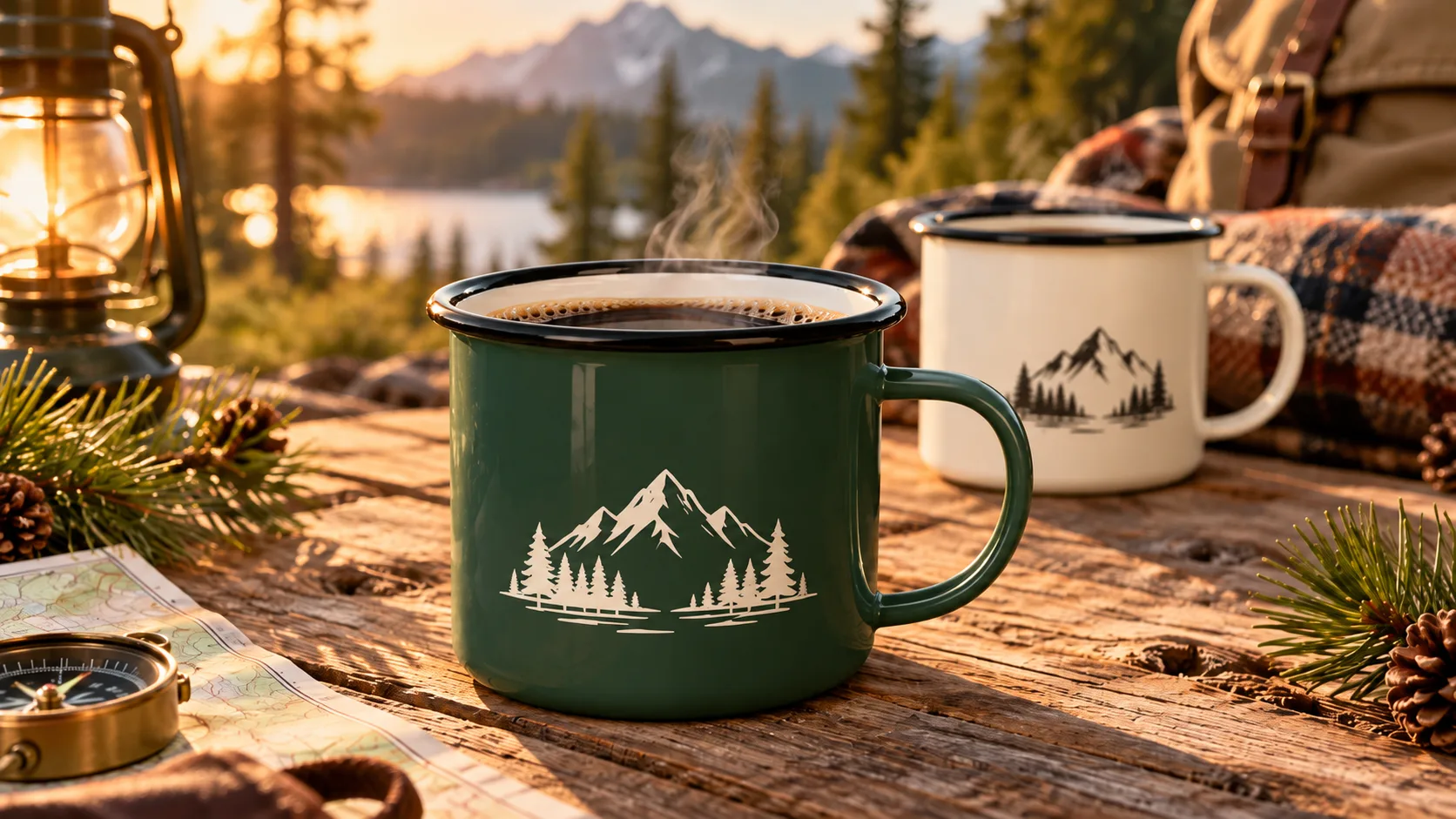 Custom enamel mugs for outdoor and lifestyle brands