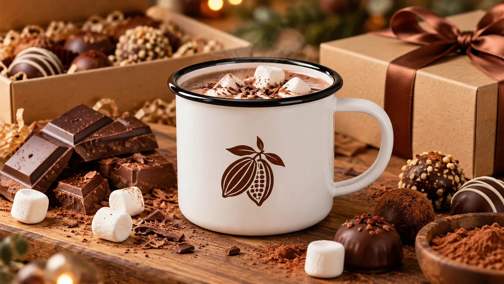 Custom enamel mugs for chocolate and confectionery brands