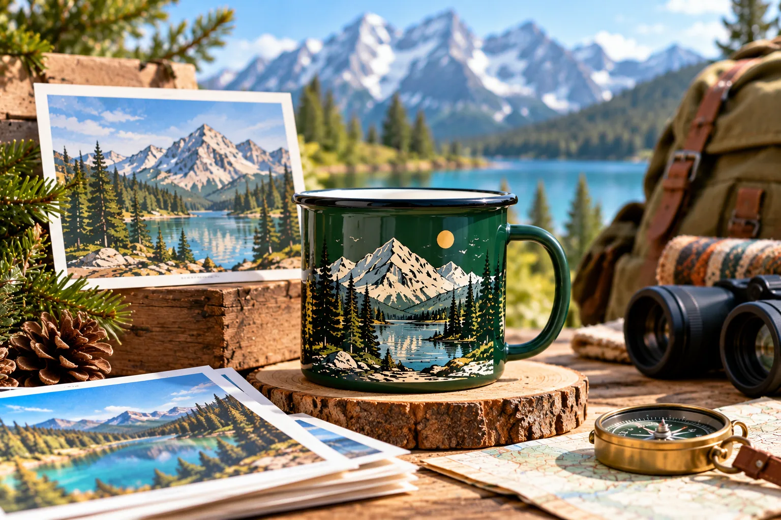 Nature theme enamel mug