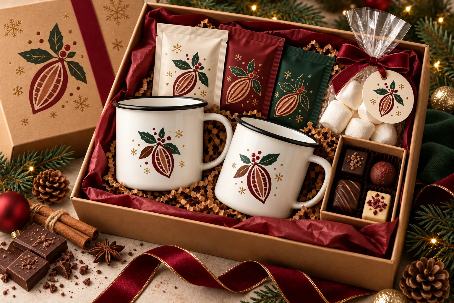 Hot chocolate gift collection enamel mugs