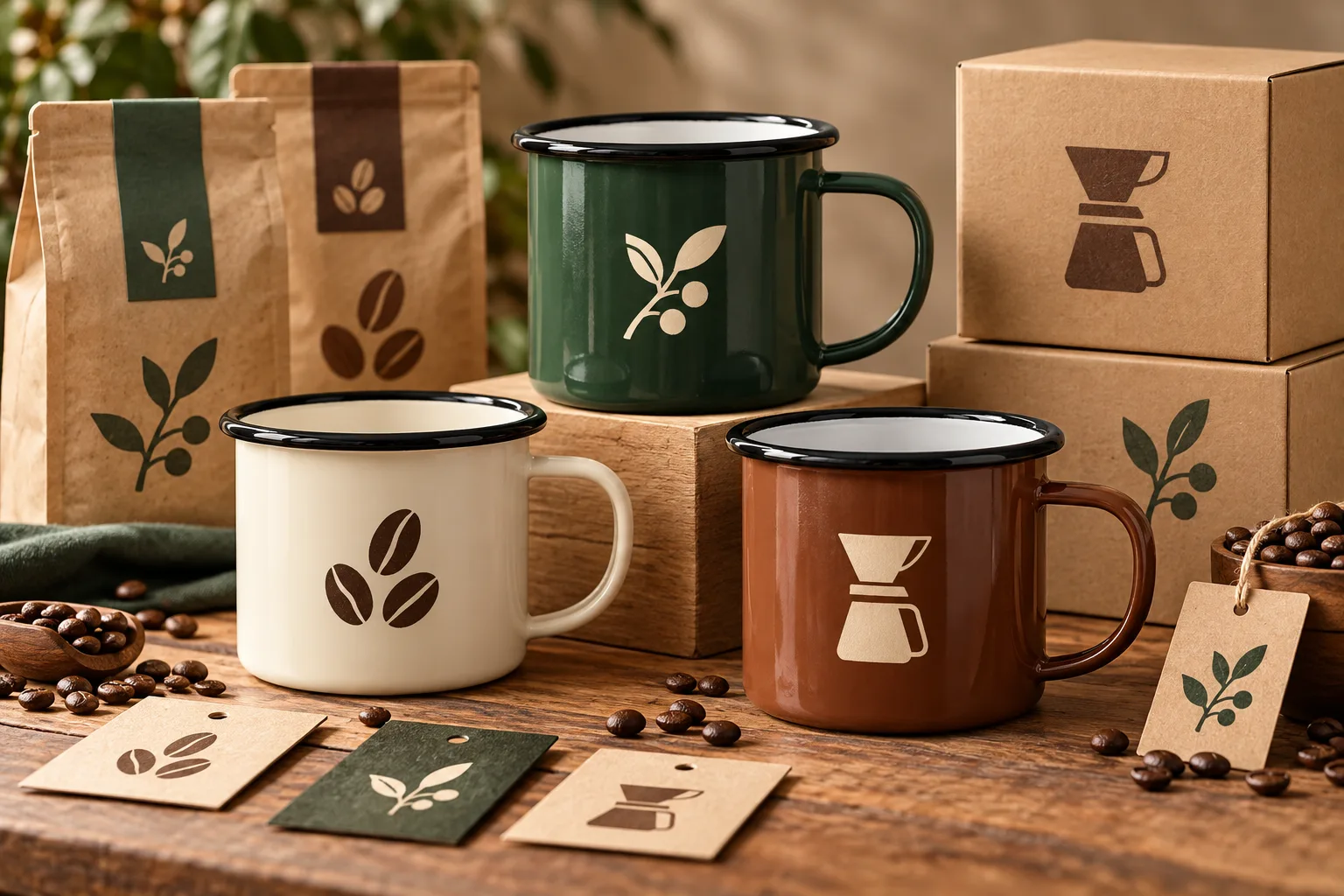 Coffee brand merchandise enamel mug collection
